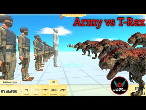 Army vs T-rex Fighting|| Animal Revolt Battle Simulator||Gameplay Walkthrough||#cyberinvention