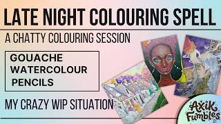 Late Night Colouring Spell - WIP situation, Watercolour, gouache in Eriy book, quick dark skin