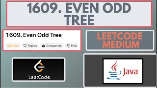 YouTube video 'Leetcode | 1609. Even Odd Tree | Medium | Java [BFS Solution]'