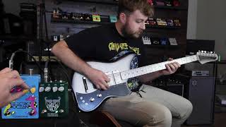 Video thumbnail for Dunable Baritone Yeti w/ Baguley Aluminum neck / Fuzzrocious Electric Ocean and Grey Stache by Dunable Guitars