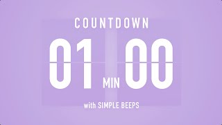 1 Min Countdown Flip Clock Timer / Simple Beeps 🫐 🔔