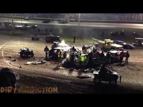 2014 IMCA Super Nationals Modified A Main Bad Roll Over Pile Up