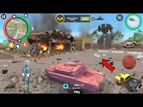 Pink Tank vs Car Robot 😱 Rope Hero Fights 100 Army Men | Vice Town