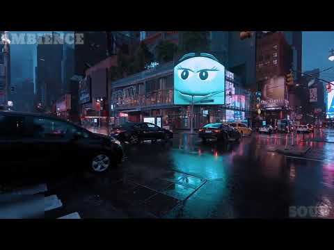 Walking in The Rain Times Square - New York Rainy Morning Walk