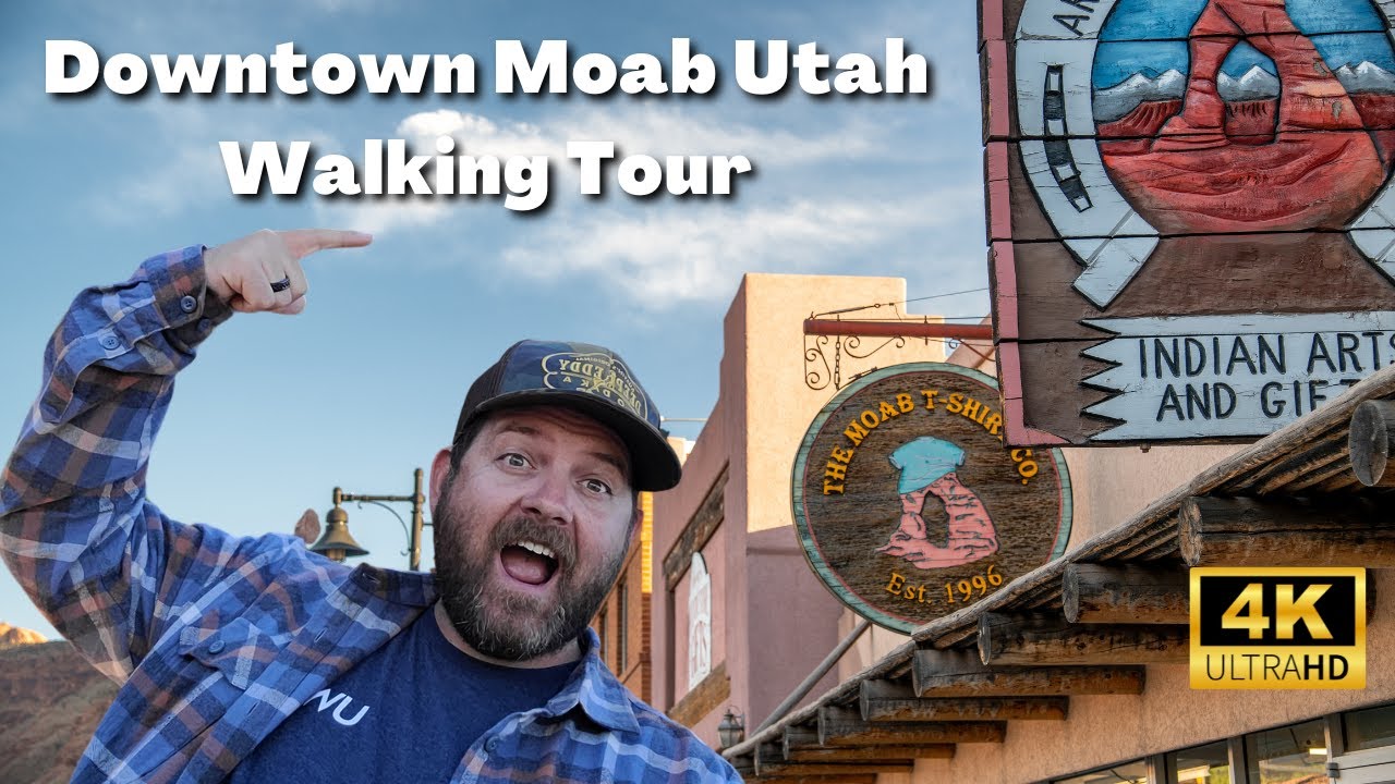 Immersive street-level walking tour through Moab, UT, United States, showcasing authentic urban landscapes, local architecture, and the vibrant atmosphere of the city's neighborhoods