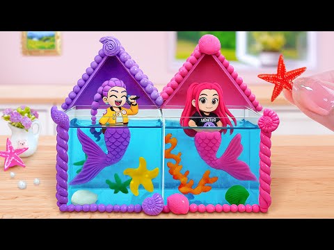 KPOP Demon Hunters Ocean Cake️🎶Amazing Miniature Princess Mermaid Jelly Decorating️💜Mini Cakes