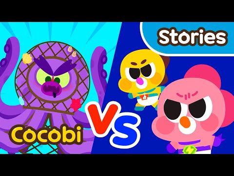 Octopus Monster vs Baby Heroes👶 Cocobi Cartoon for Kids