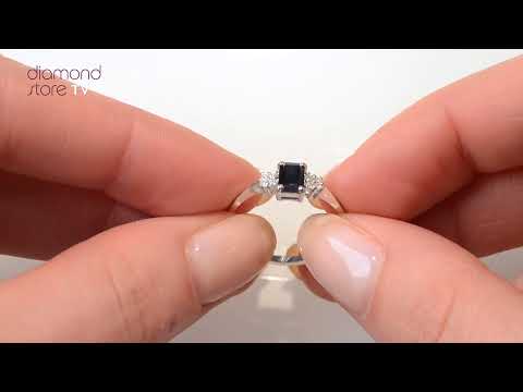 A3026 - Gorgeous Sapphire 6 x 4mm And Diamond 9K White Gold Ring