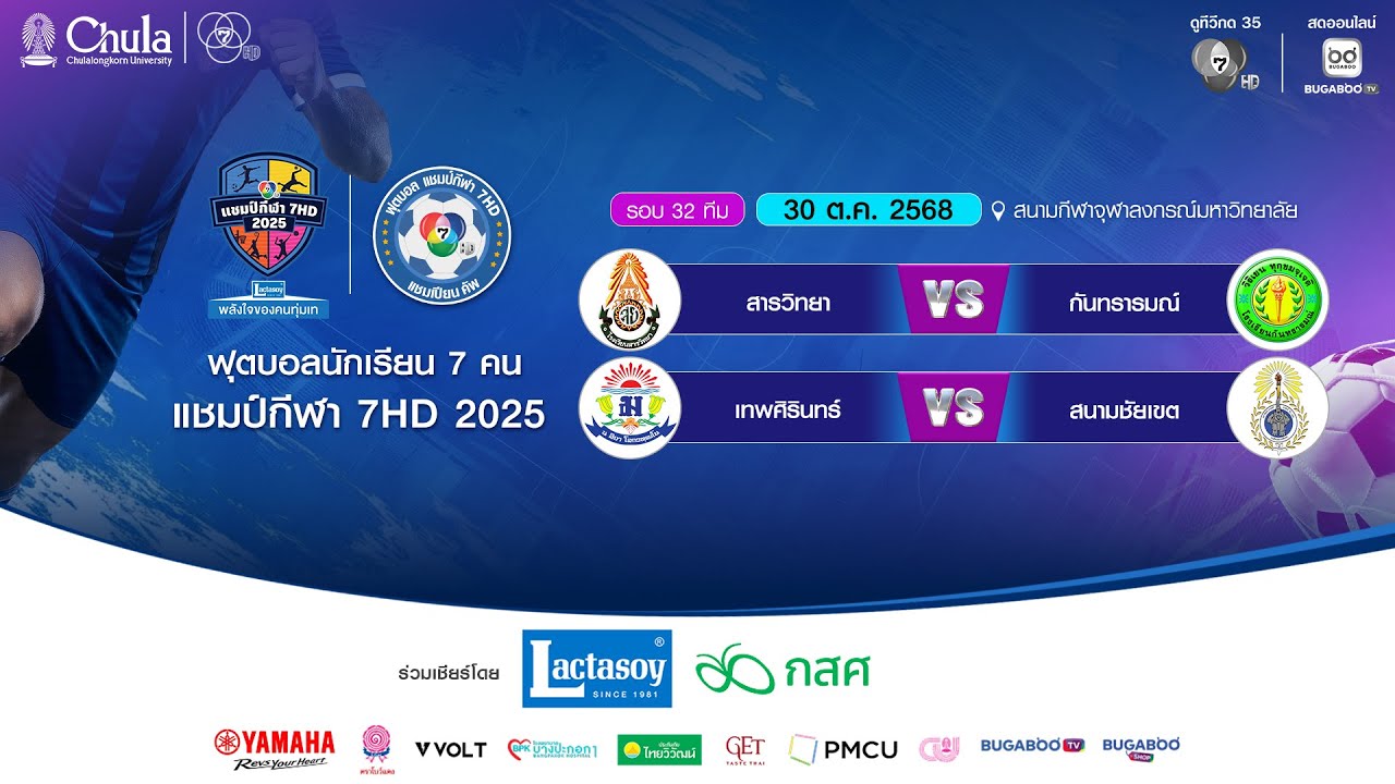 [LIVE] : ฟุตบอลแชมป์กีฬา7HD 2025 | รอบ 32 ทีม สนามกีฬาจุฬาลงกรณ?