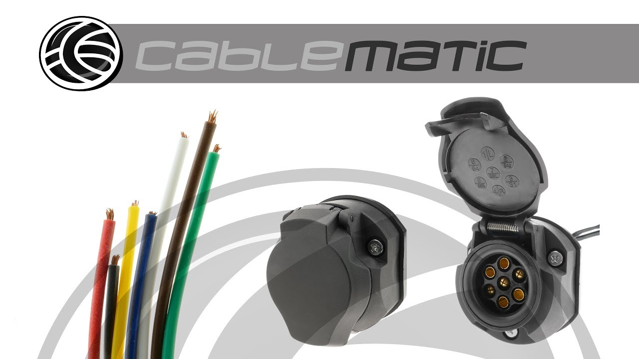 Base de enchufe vehículos de 7 polos 7P hembra con cable - distribuido por CABLEMATIC ®