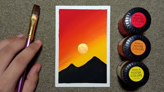 Easy Golden Sunset Poster Color Painting for Begin