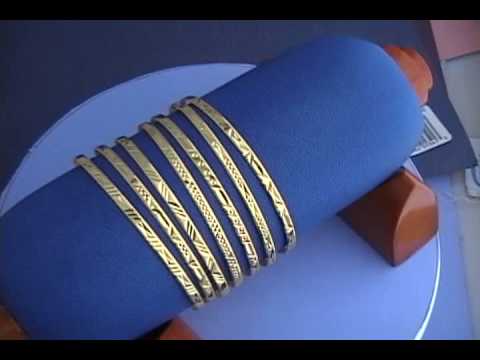 18K Gold 7 day bangle bracelets