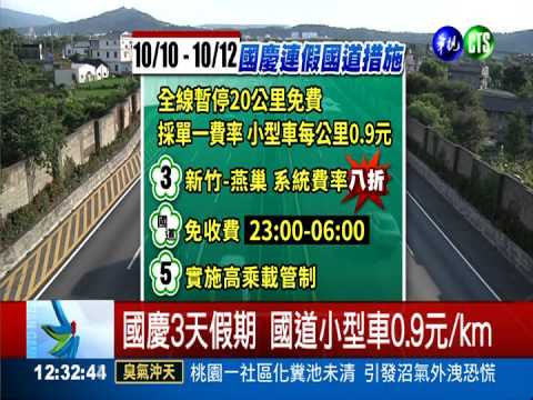 國慶3天連續假期 國道採單一費率