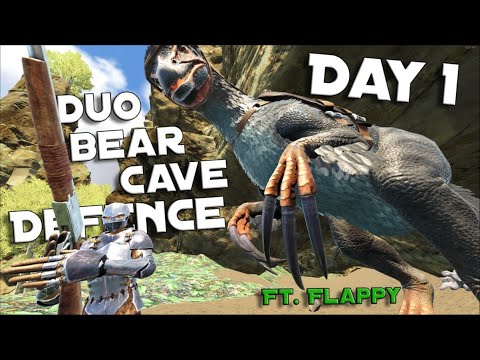 Day 1 Duo Defending Bear Cave Ft. Flappy04  | ARK  Ep 1