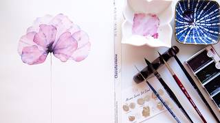 How to Paint AMAZING Transparent Pink Organza Flower in Watercolor