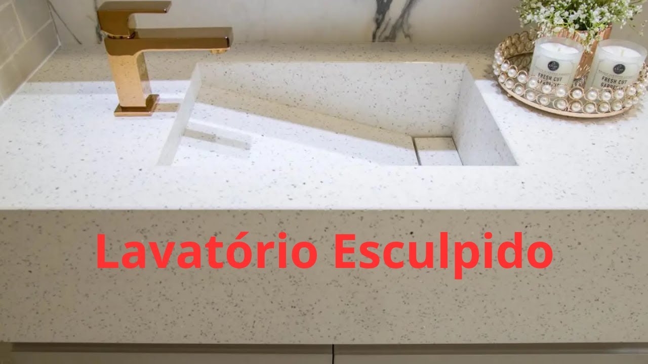 Lavatório Esculpido em Quartzo Branco Stellar