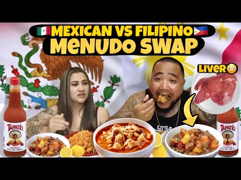 MEXICAN MENUDO VS FILIPINO MENUDO SWAP FOOD | PORK MENUDO | TRIPE MENUDO | Little Hippo Family