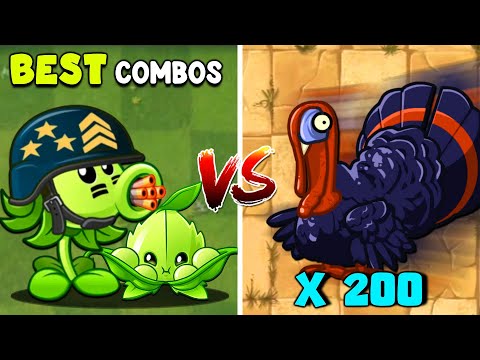 PvZ2 Challenge - Random Combos Plants Vs 200 Turkey Zombie - Who Will Win ?