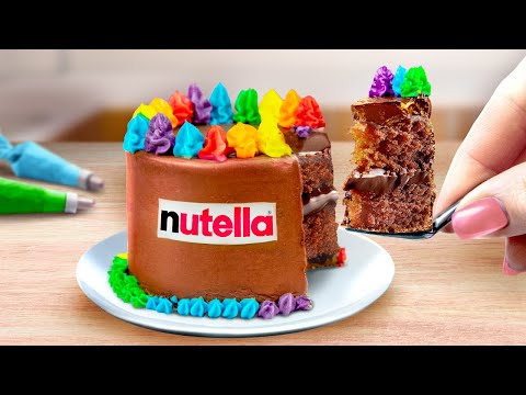 Amazing Miniature Rainbow Chocolate Cake | Tasty Miniature Nutella Cake Recipe