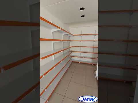 White and orange mild steel retail display rack, 5 shelves
