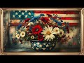 Summer Bouquet Before the Flag | Floral Arrangement with American Flag | Patriotic Summer Ambience