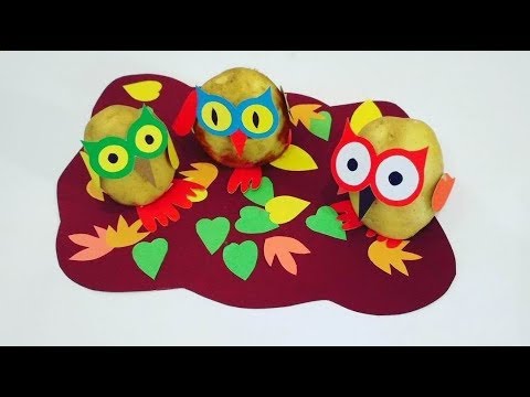 Совы. Как сделать осенние поделки из овощей в детский сад и школу.