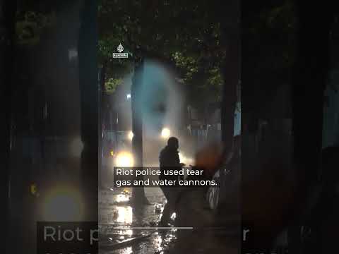 Albanian students clash with police as they protest over education and jobs | AJ #shorts