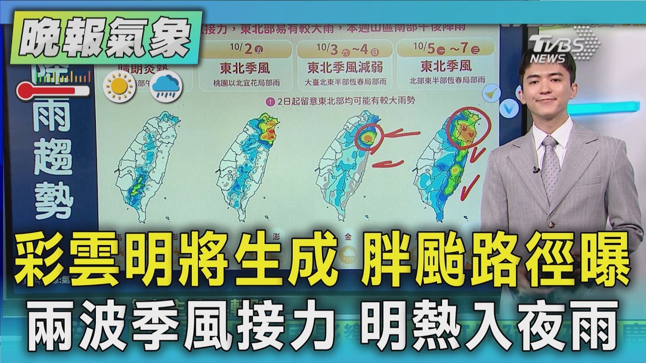 天氣/兩波季風接力 明晚秋雨到 下週一到三濕涼 低溫2字頭｜TVBS新聞 @TVBSNEWS01
