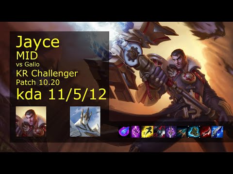 Jayce vs Galio Mid - KR Challenger 11/5/12 Patch 10.20 Gameplay // [롤] 제이스 vs 갈리오 미드