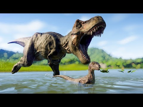Jurassic World Evolution - Rexy (T-Rex) & Blue (Velociraptor) vs Indoraptor