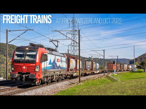 [4K60] Freight Trains / Zugverkehr at Frick (Switzerland) - October 2022