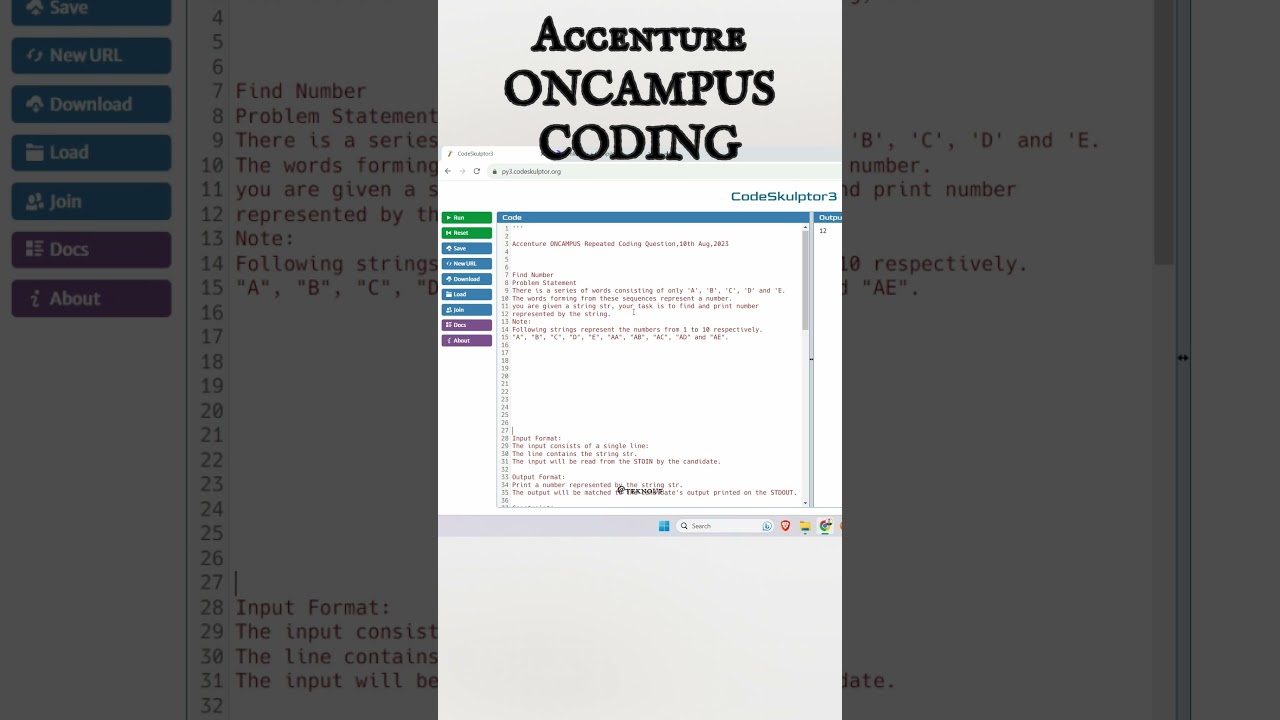 Accenture On campus coding questions 2023