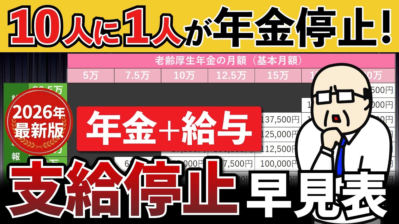【2026年最新版】給与＋年金の支給停止基準額が65万円へ！働きながらもらえる年金額がわかる早見表と落とし穴を解説【在職老齢年金】