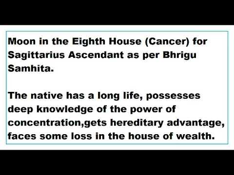moon in 8th House for sagittarius Ascendant as per Bhrigu Samhita