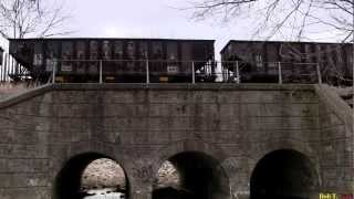 preview picture of video 'Norfolk Southern in Allentown PA With Ex Erie Lackawanna and Southern Hoppers 3/3/13'