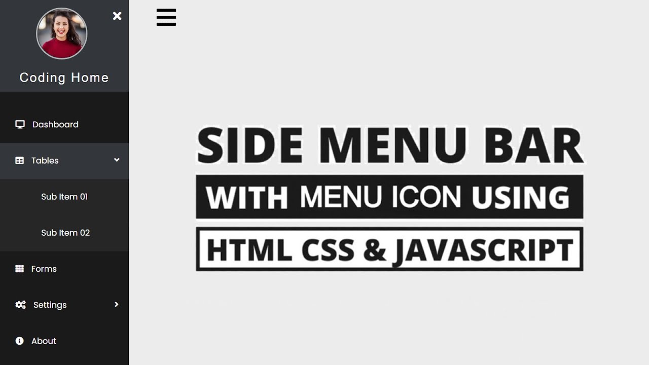 Sidebar Menu HTML CSS | Sidebar Dropdown Menu using HTML CSS JavaScript