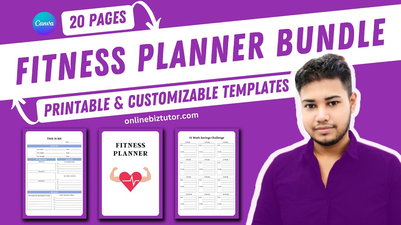 20 Pages Printable Fitness Planner 2025 🟢 Customizable Template - Lifetime Use 🤩 #Planner #Printable