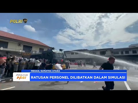 POLRESTABES MEDAN MENGGELAR SIMULASI PENANGANAN AKSI UNJUK RASA