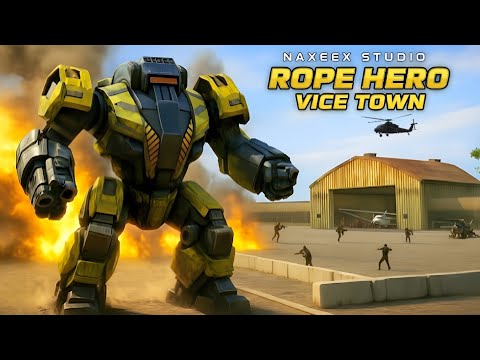 Rope Hero Vice Town: Giant Robot Boss Attack On Military Base 😱