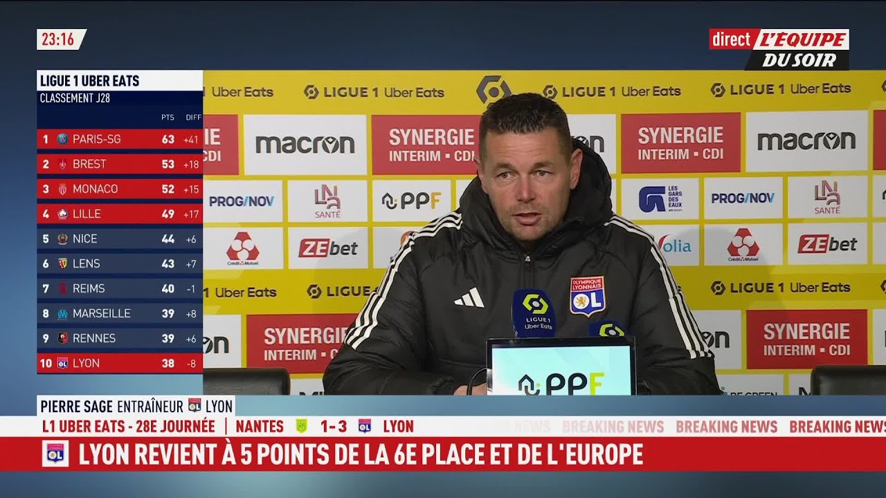 Foot - Ligue 1 : Sage (Lyon) : « Jouer la septième place ou mieux »