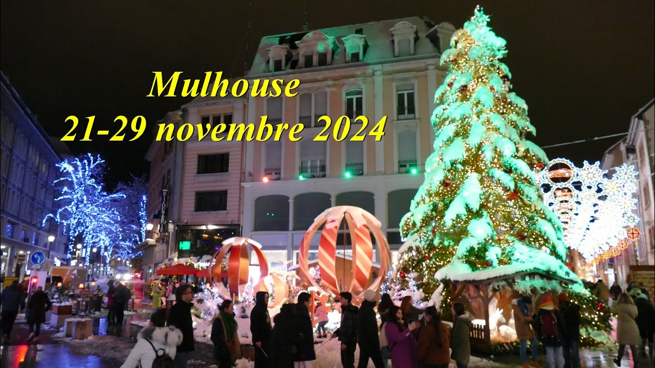 Neige et marché de Noël à Mulhouse 2024.