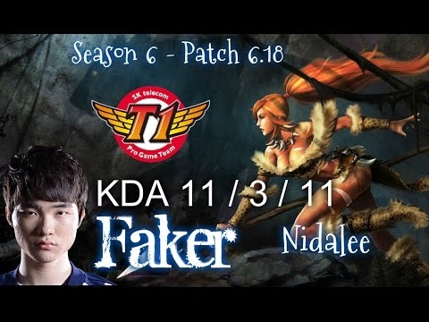 SKT T1 Faker NIDALEE vs ELISE Jungle - Patch 6.18 KR Ranked | League of Legends