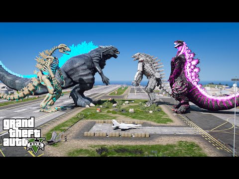 Atomic Skeleton Godzilla, Ultima Godzilla vs Shin Godzilla, Mechagodzilla - God Fight ( GTA V Mods )