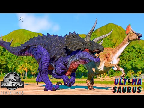 ULTIMASAURUS vs SCORPIOS Rex and INDORAPTOR Fight in Camp Cretaceous | Jurassic World Evolution 2