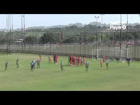 Tomasz Cywka scores a free kick for Barnsley in pre-season