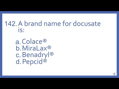 Top 200 Drugs Practice Test Question - a brand name for docusate is:
