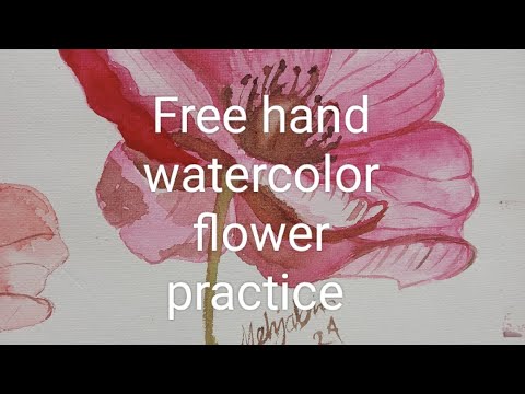 Free hand watercolour Flower practice #art #painting #drawing