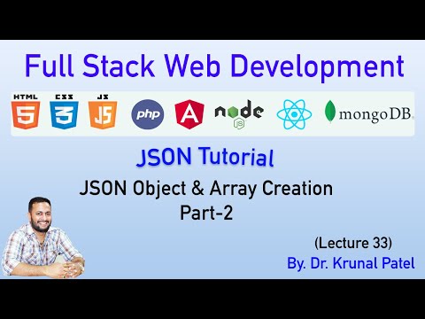 Full Stack Web Development Lecture 33 Json Tutorial Json Object Array Creation With Example