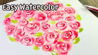 Valentines Day Watercolor Roses | Step by Step Tutorial