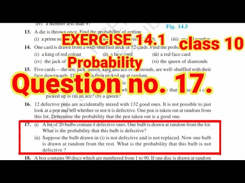 Ex.14.1 Class 10 Maths (Q.17)II Probability II NCERT maths II RBSE and CBSE maths